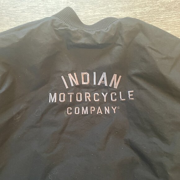 Vintage 90s Indian Motorcycle Coat Jacket Black Medium MA-1 Style - Picture 9 of 10